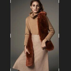 NWT Banana Republic Faux Fur Rust Pull-Through Scarf OS